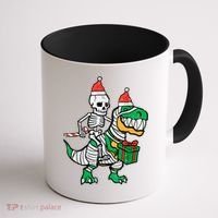 Christmas Skeleton Riding T Rex Santa Xmas Dino Gift Coffee Mug thumb 1