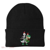 Christmas Skeleton Riding T Rex Santa Xmas Dino Gift Beanie thumb 0