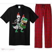 Christmas Skeleton Riding T Rex Santa Xmas Dino Gift Pajama Set thumb 0