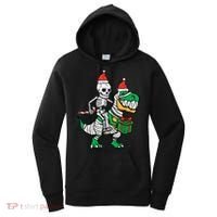Christmas Skeleton Riding T Rex Santa Xmas Dino Gift Women's Hoodie thumb 0