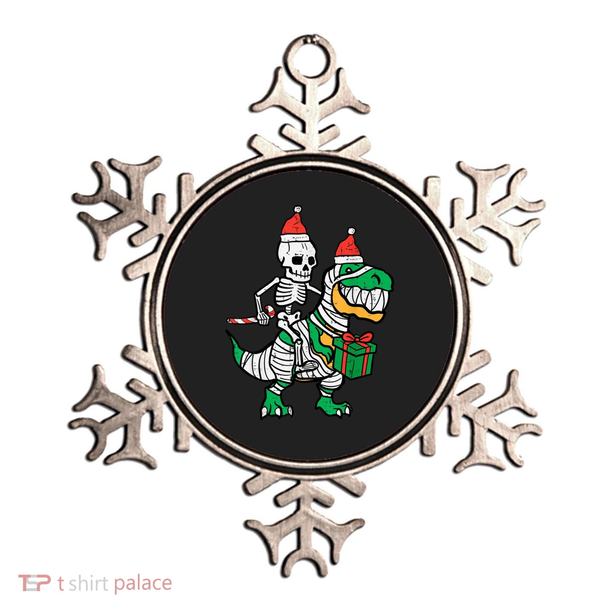 Christmas Skeleton Riding T Rex Santa Xmas Dino Gift Ornament