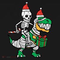 Christmas Skeleton Riding T Rex Santa Xmas Dino Gift Ornament thumb 1