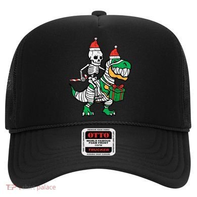 Christmas Skeleton Riding T Rex Santa Xmas Dino Gift Hat