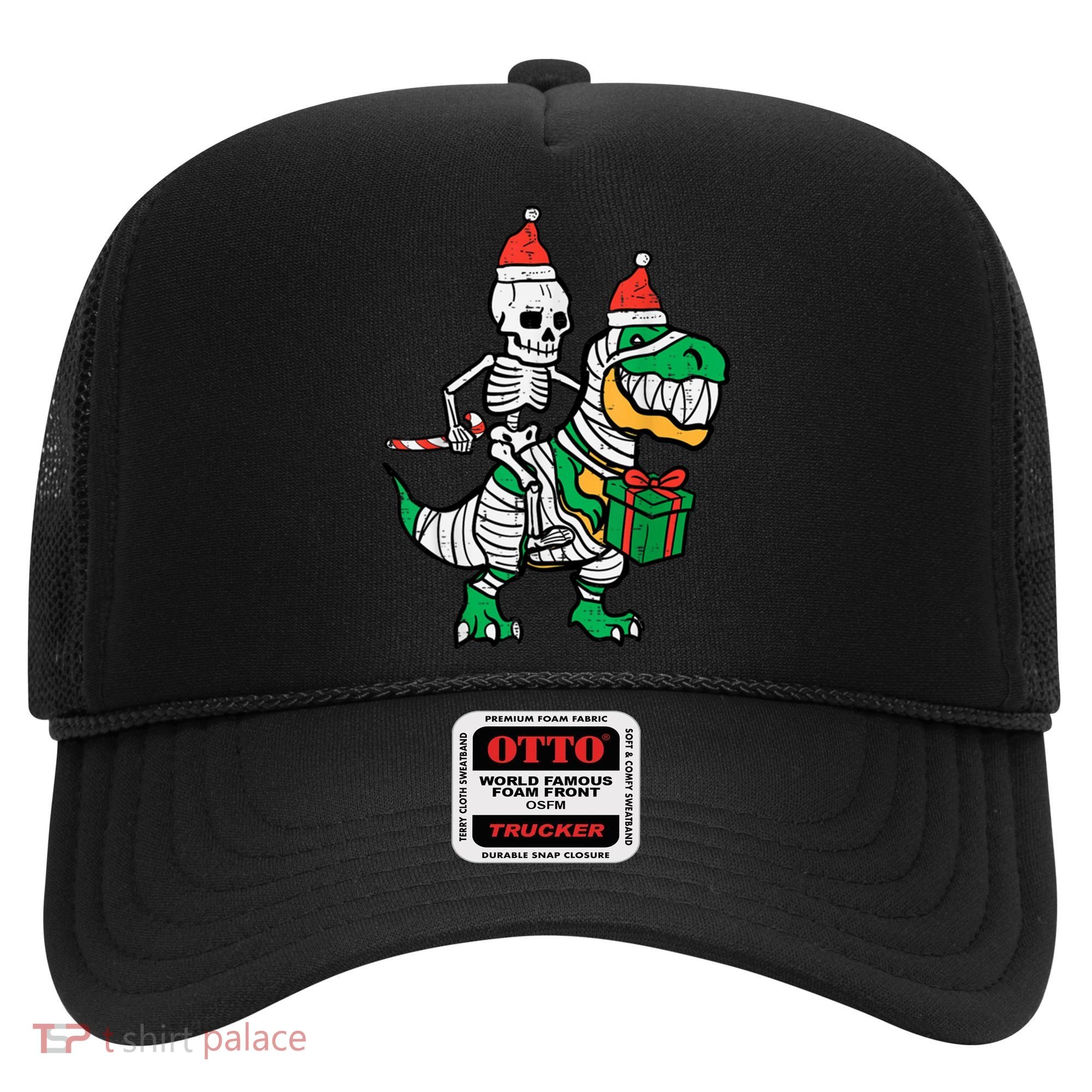 Christmas Skeleton Riding T Rex Santa Xmas Dino Gift Hat
