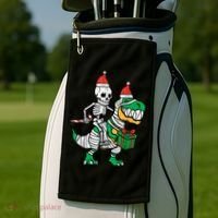 Christmas Skeleton Riding T Rex Santa Xmas Dino Gift Golf Towel thumb 2