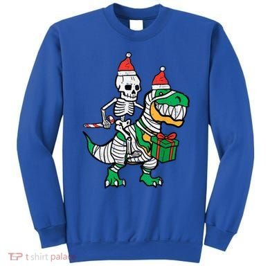 Christmas Skeleton Riding T Rex Santa Xmas Dino Gift Sweatshirt