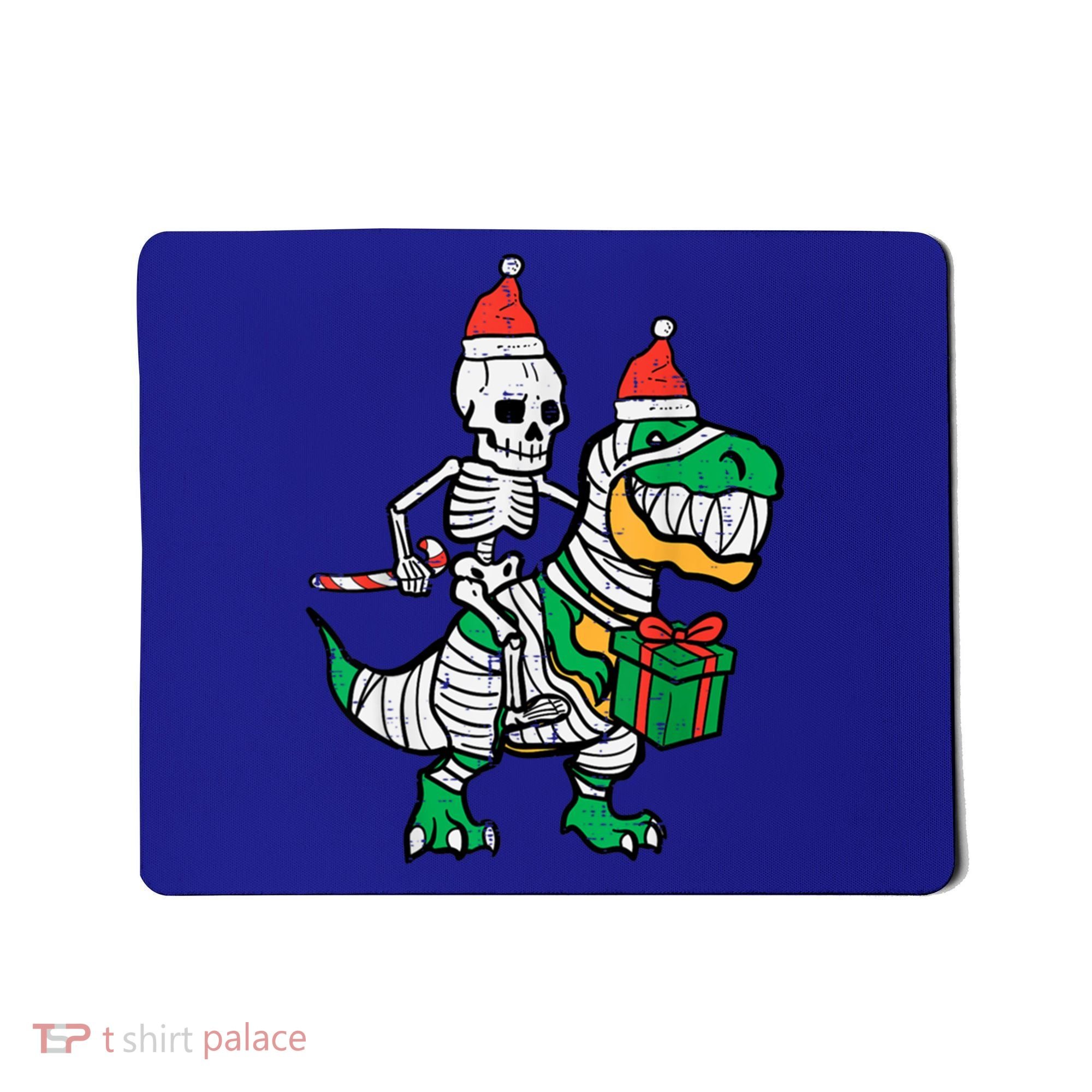 Christmas Skeleton Riding T Rex Santa Xmas Dino Gift Mousepad