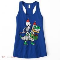 Christmas Skeleton Riding T Rex Santa Xmas Dino Gift Women's Tank Top thumb 0