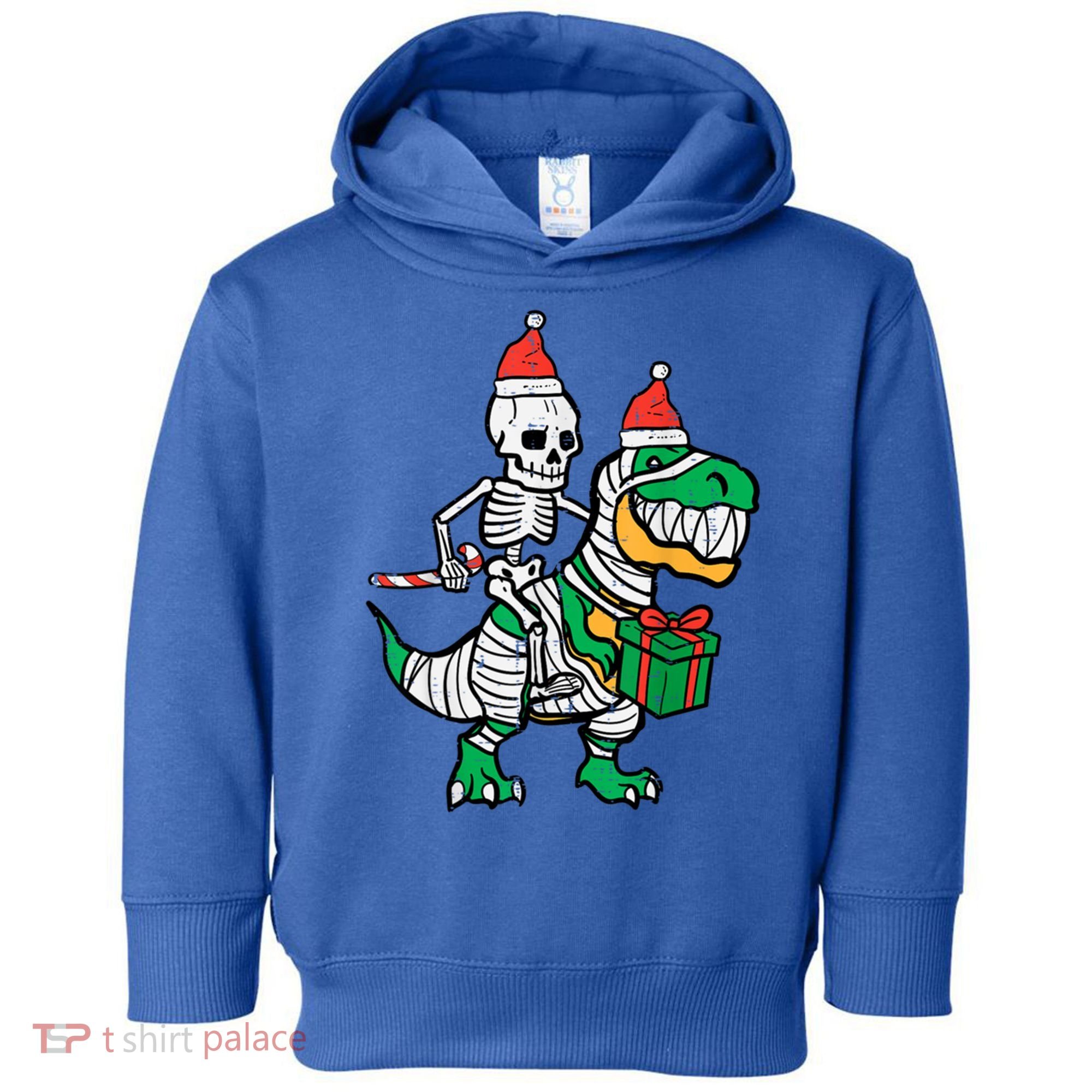 Christmas Skeleton Riding T Rex Santa Xmas Dino Gift Toddler Hoodie
