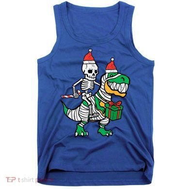 Christmas Skeleton Riding T Rex Santa Xmas Dino Gift Tank Top