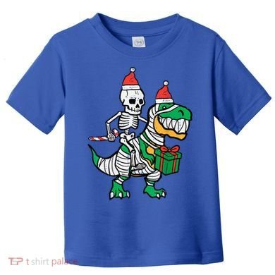 Christmas Skeleton Riding T Rex Santa Xmas Dino Gift Toddler T-Shirt