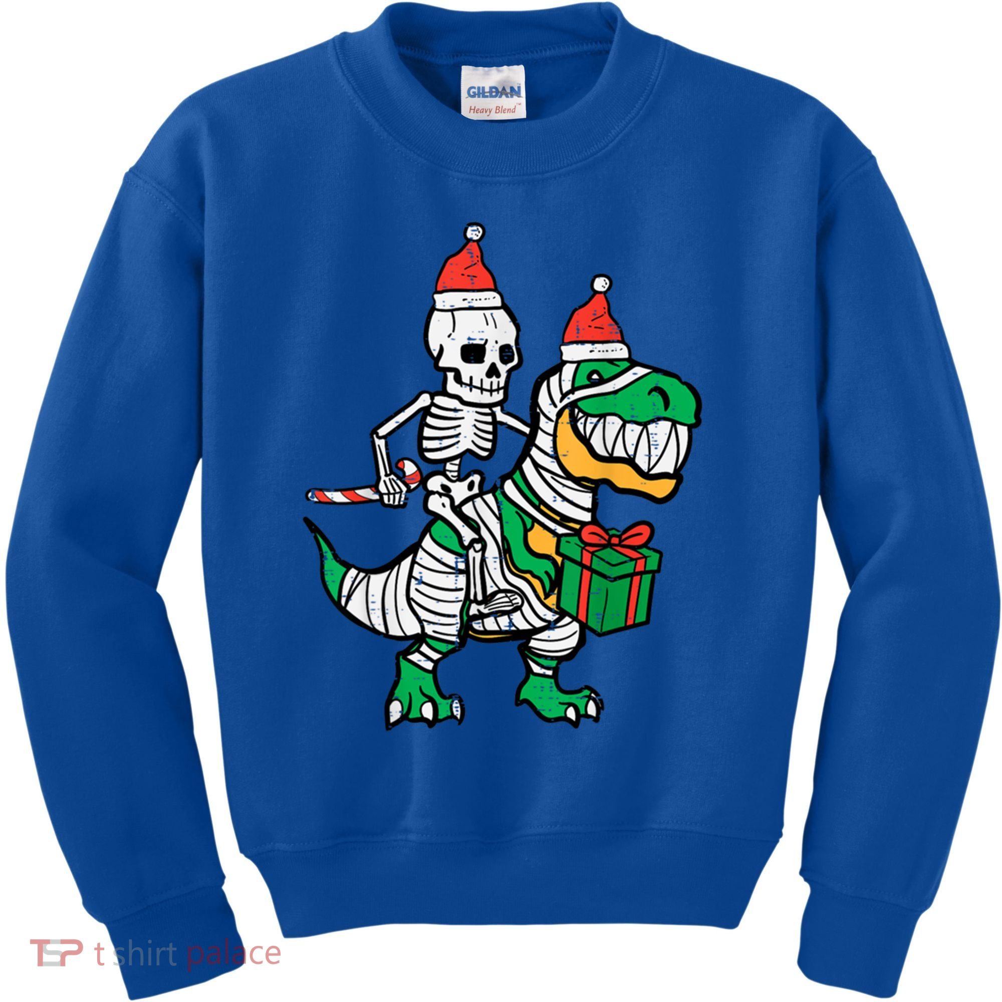 Christmas Skeleton Riding T Rex Santa Xmas Dino Gift Kids Sweatshirt