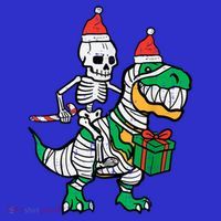 Christmas Skeleton Riding T Rex Santa Xmas Dino Gift Kids Sweatshirt thumb 2