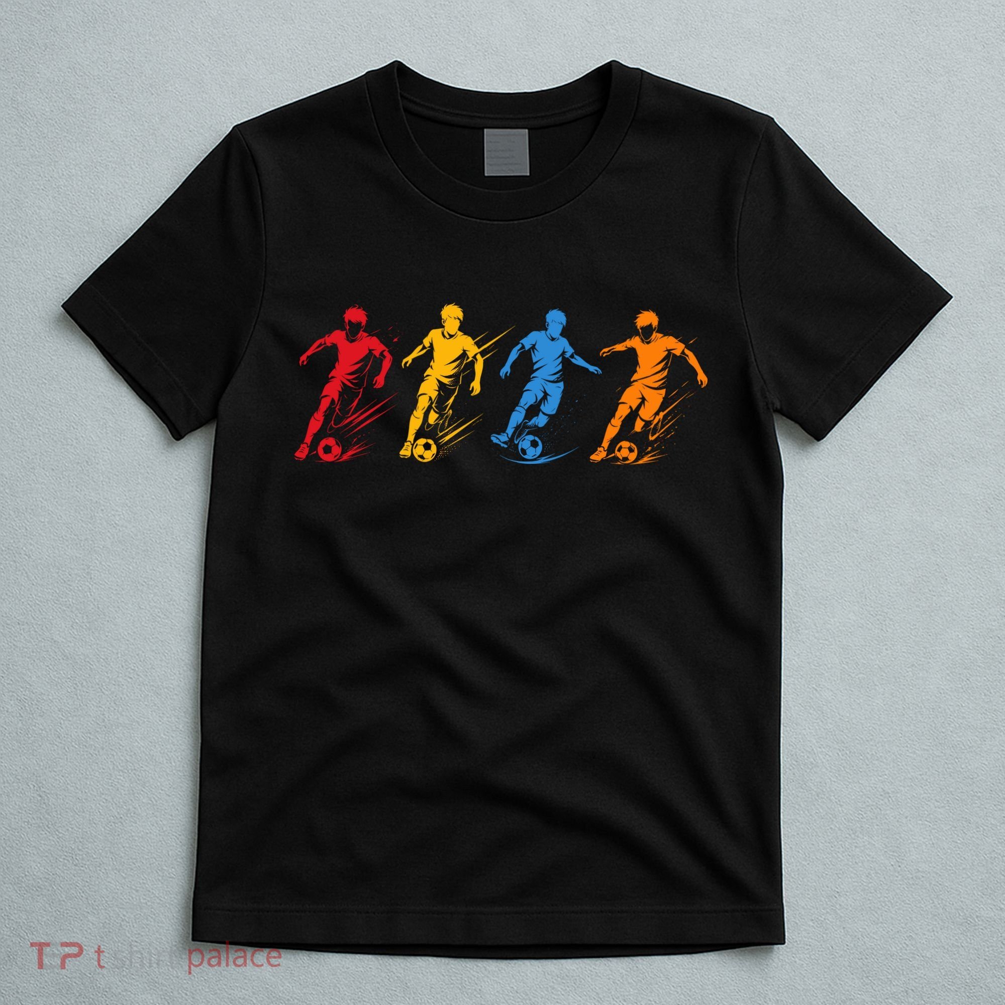 Colorful Soccer Retro Players Sports Fan T-Shirt