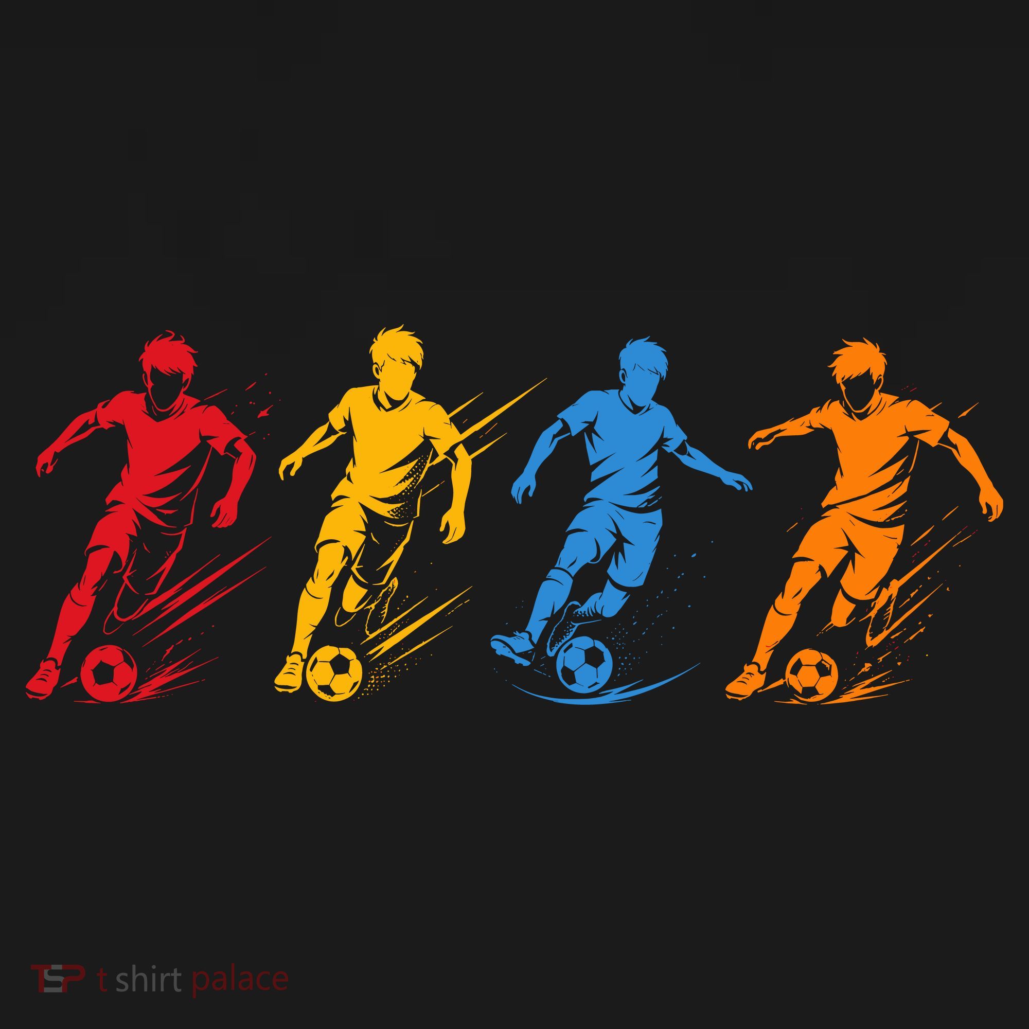 Colorful Soccer Retro Players Sports Fan T-Shirt