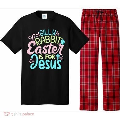 Colorful Silly Rabbit Easter Is For Jesus Christ Funny Pajama Set