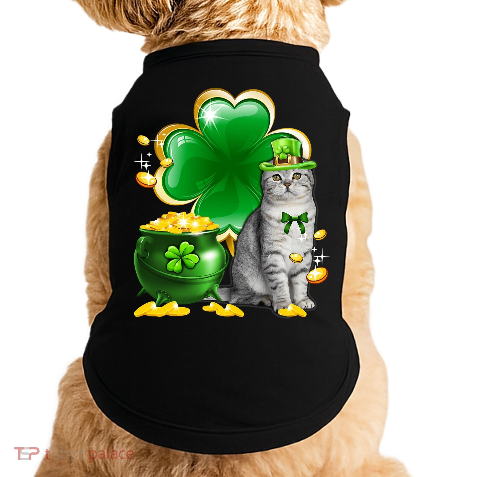 Cat Shamrock St Patricks Day Cat Irish Gift Cute Gift Doggie Tank