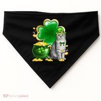 Cat Shamrock St Patricks Day Cat Irish Gift Cute Gift USA-Made Doggie Bandana thumb 0