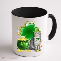 Cat Shamrock St Patricks Day Cat Irish Gift Cute Gift Coffee Mug thumb 1