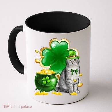 Cat Shamrock St Patricks Day Cat Irish Gift Cute Gift Coffee Mug