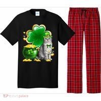 Cat Shamrock St Patricks Day Cat Irish Gift Cute Gift Pajama Set thumb 0