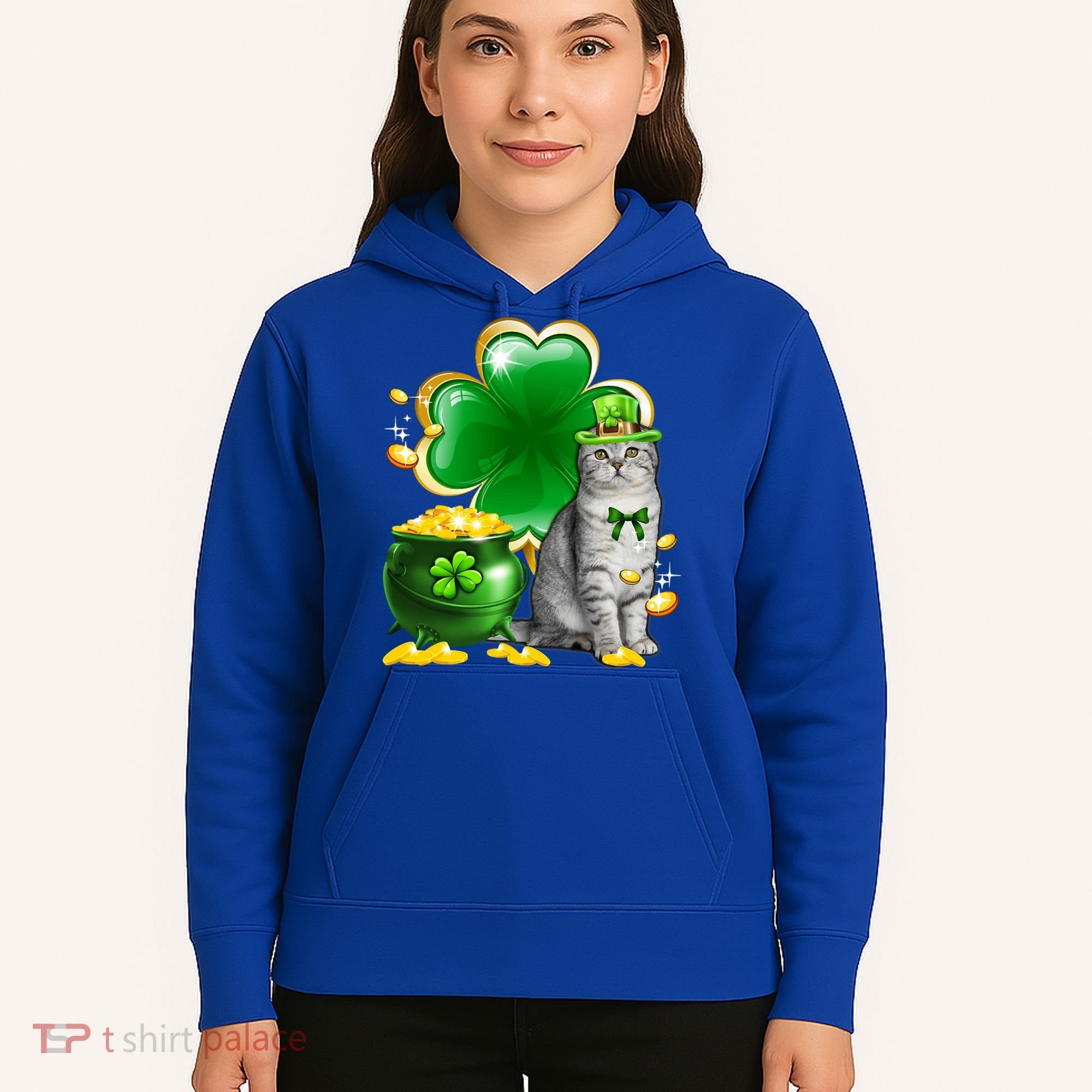 Cat Shamrock St Patricks Day Cat Irish Gift Cute Gift Hoodie