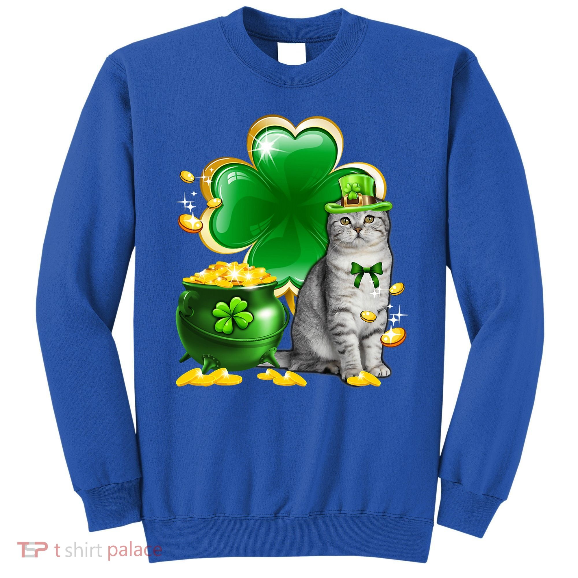 Cat Shamrock St Patricks Day Cat Irish Gift Cute Gift Sweatshirt