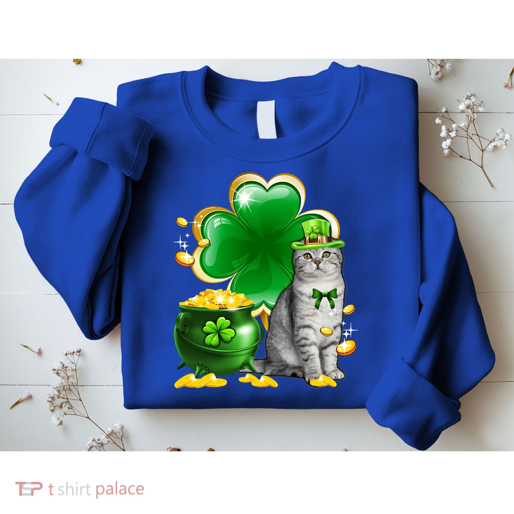 Cat Shamrock St Patricks Day Cat Irish Gift Cute Gift Sweatshirt
