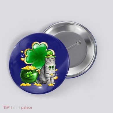 Cat Shamrock St Patricks Day Cat Irish Gift Cute Gift Button