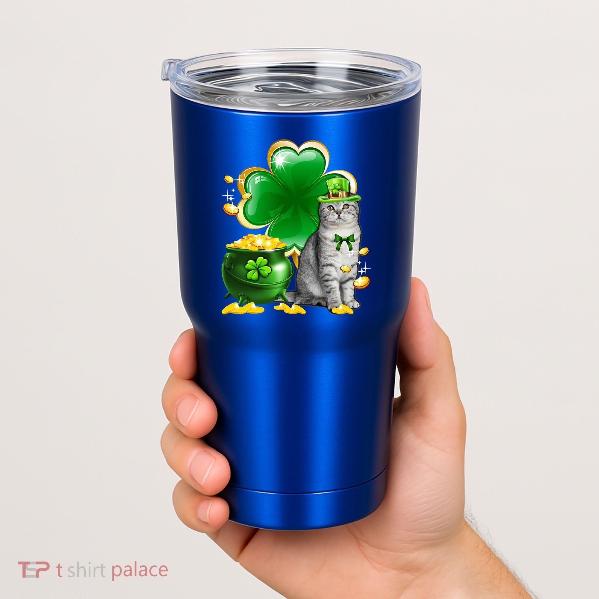 Cat Shamrock St Patricks Day Cat Irish Gift Cute Gift Tumbler