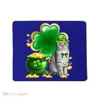 Cat Shamrock St Patricks Day Cat Irish Gift Cute Gift Mousepad thumb 0