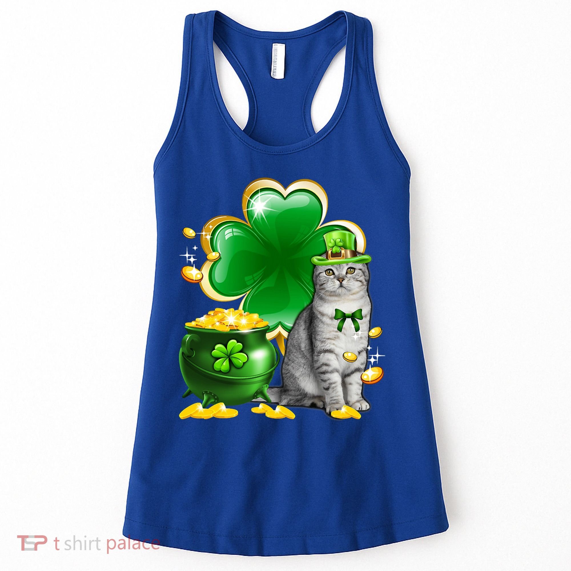 Cat Shamrock St Patricks Day Cat Irish Gift Cute Gift Women's Tank Top