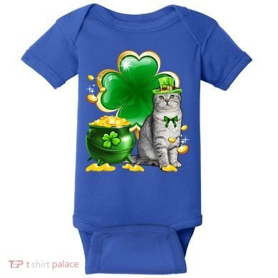 Cat Shamrock St Patricks Day Cat Irish Gift Cute Gift Baby Bodysuit