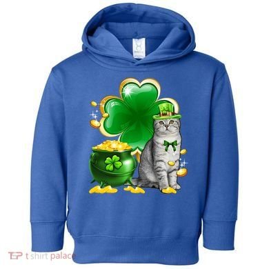 Cat Shamrock St Patricks Day Cat Irish Gift Cute Gift Toddler Hoodie
