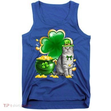 Cat Shamrock St Patricks Day Cat Irish Gift Cute Gift Tank Top