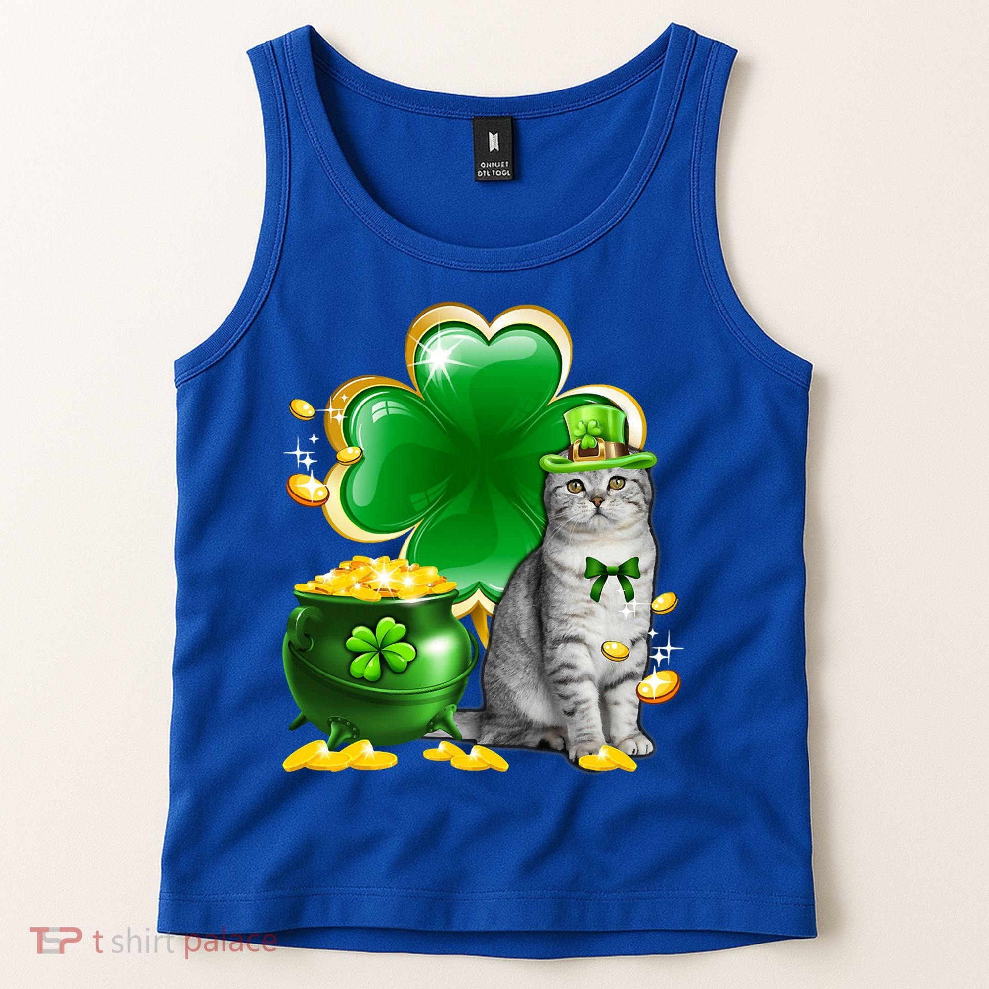Cat Shamrock St Patricks Day Cat Irish Gift Cute Gift Tank Top