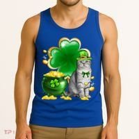 Cat Shamrock St Patricks Day Cat Irish Gift Cute Gift Tank Top thumb 3