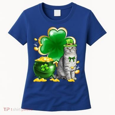 Cat Shamrock St Patricks Day Cat Irish Gift Cute Gift Women's T-Shirt