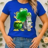 Cat Shamrock St Patricks Day Cat Irish Gift Cute Gift Women's T-Shirt thumb 2