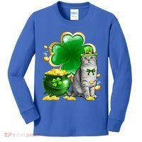 Cat Shamrock St Patricks Day Cat Irish Gift Cute Gift Kids Long Sleeve Shirt thumb 0