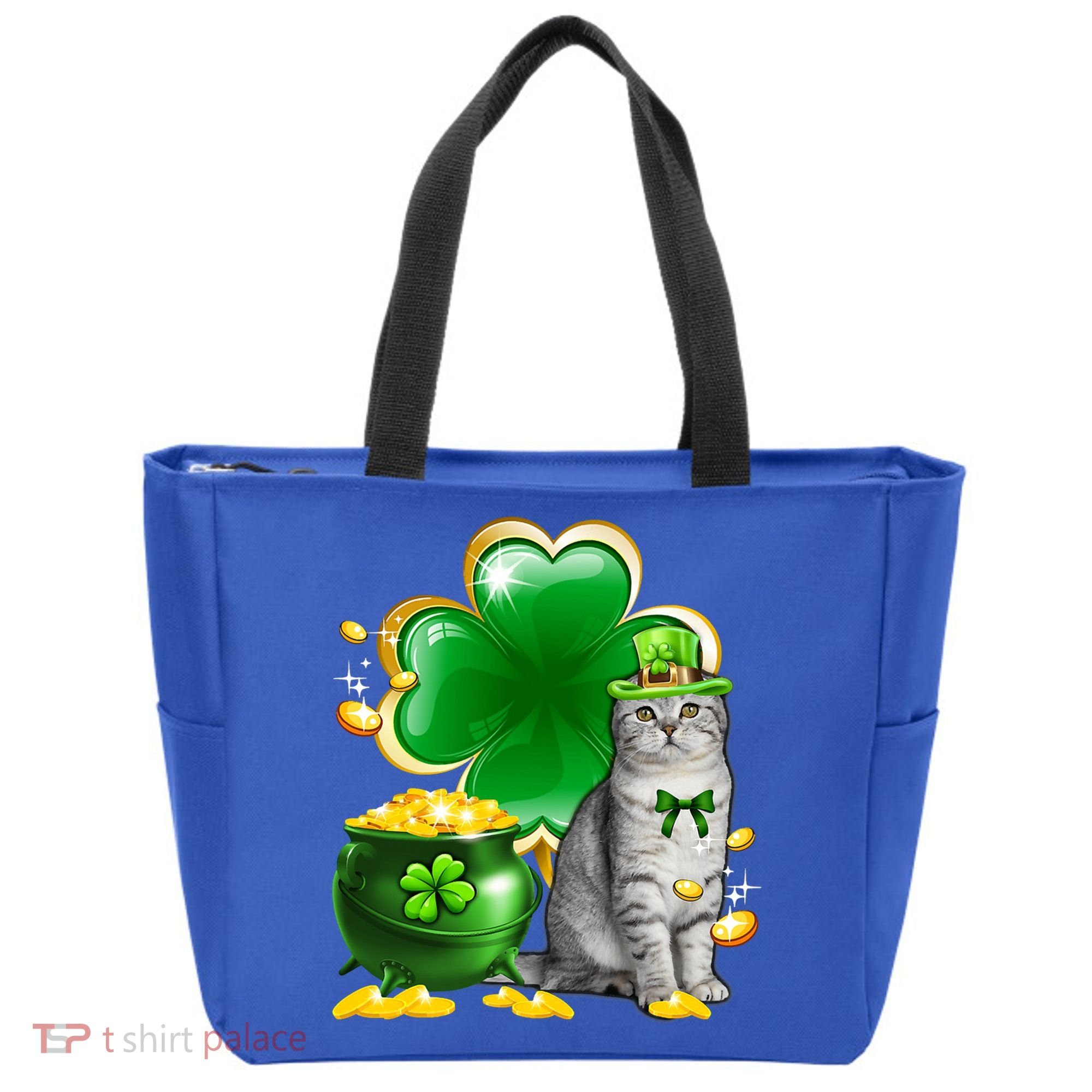 Cat Shamrock St Patricks Day Cat Irish Gift Cute Gift Tote Bag