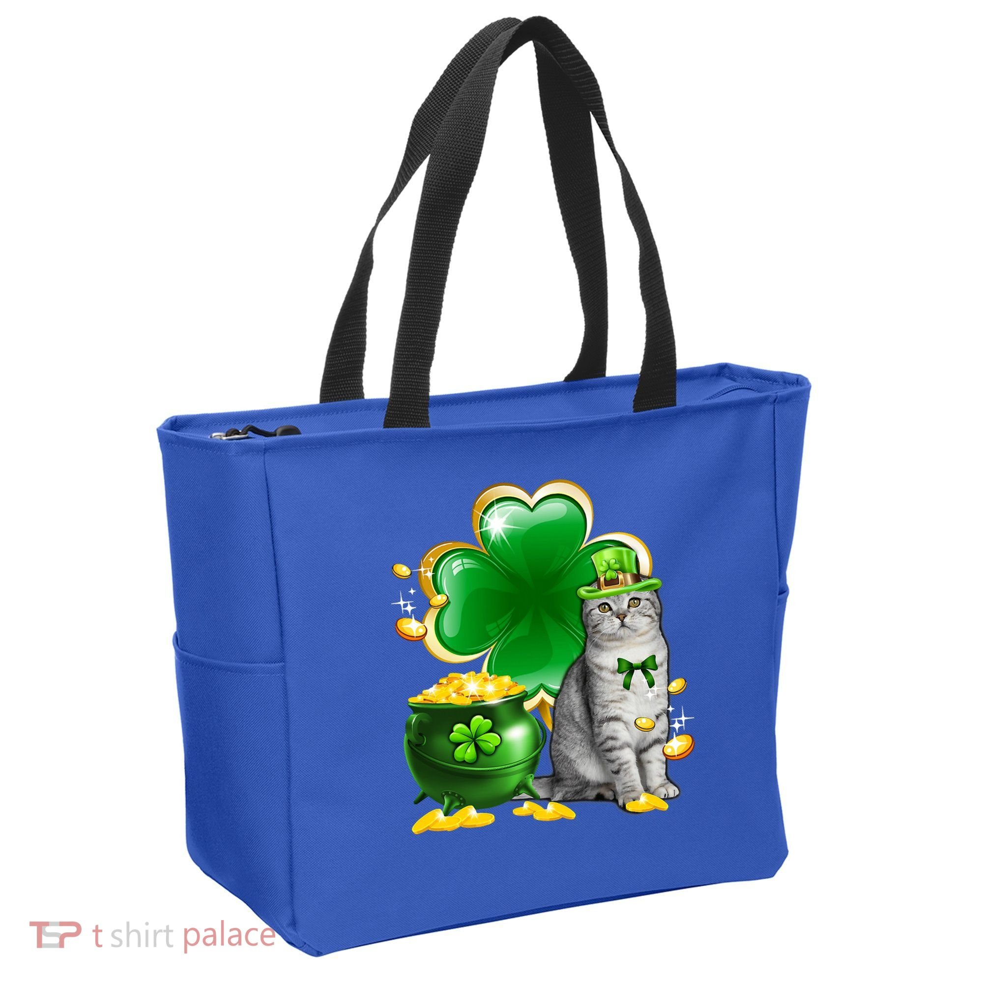 Cat Shamrock St Patricks Day Cat Irish Gift Cute Gift Tote Bag