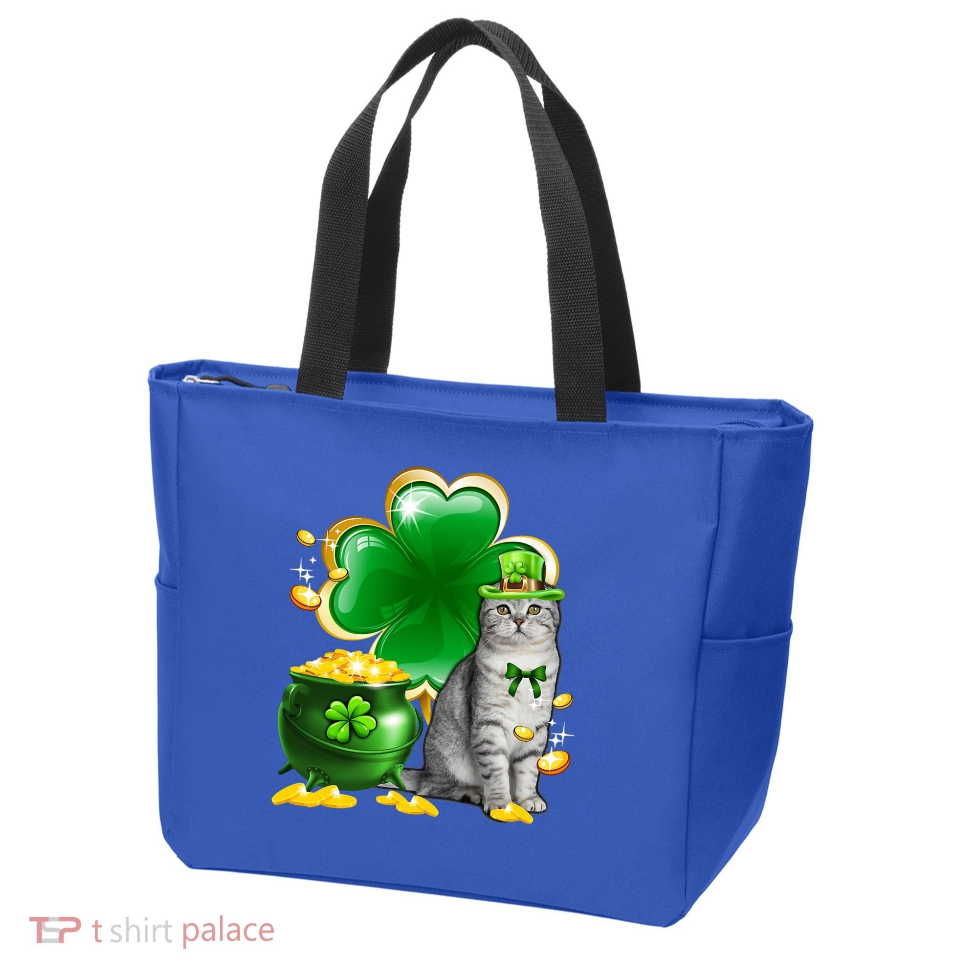 Cat Shamrock St Patricks Day Cat Irish Gift Cute Gift Tote Bag