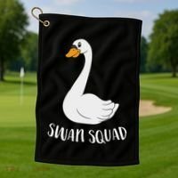 Cute Swan Squad Funny Team Swans Golf Towel thumb 1