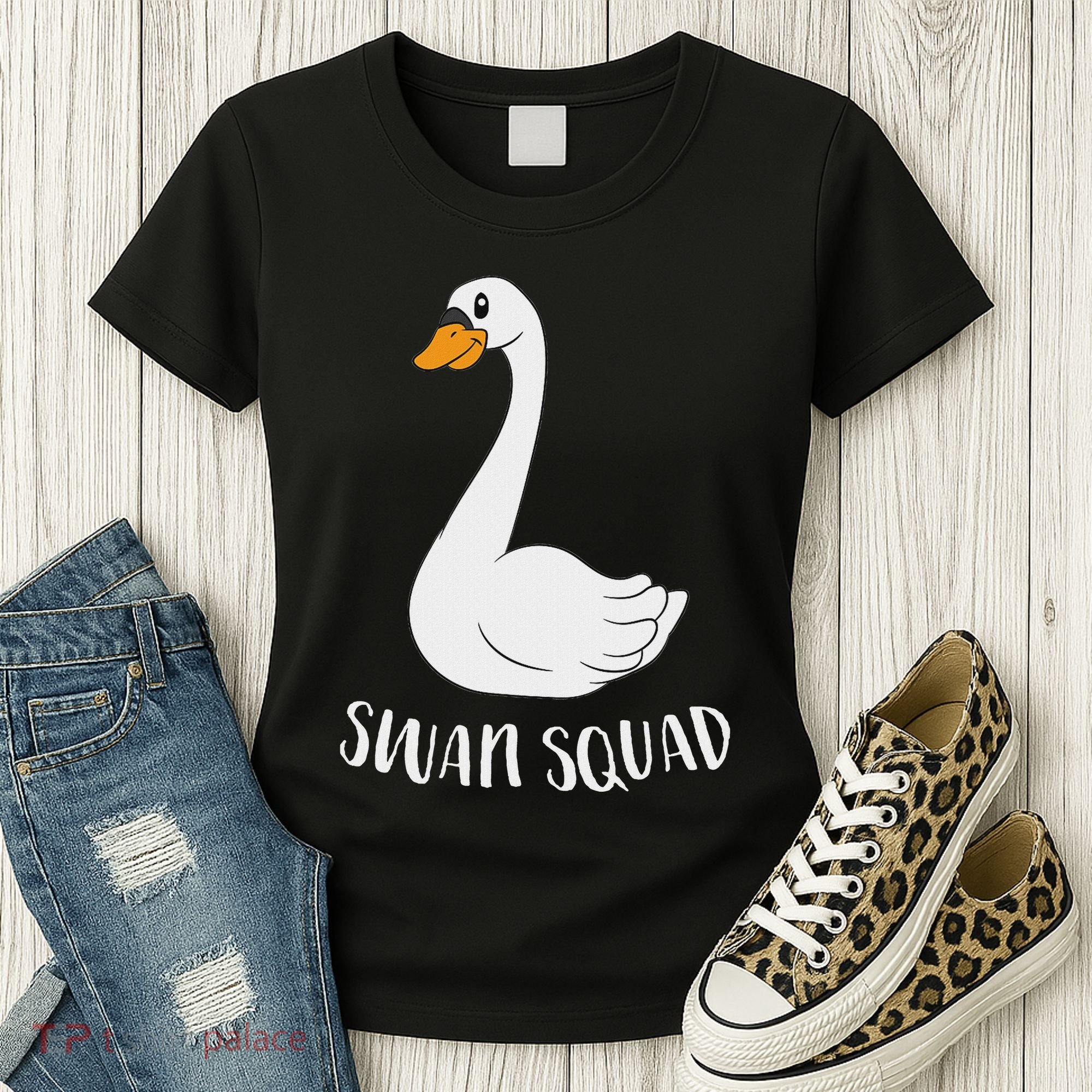 Cute Swan Squad Funny Team Swans Women's T-Shirt
