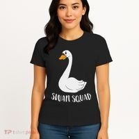 Cute Swan Squad Funny Team Swans Women's T-Shirt thumb 4