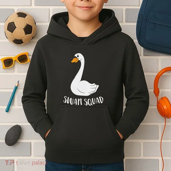 Cute Swan Squad Funny Team Swans Kids Hoodie