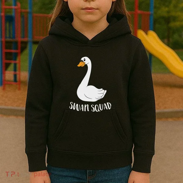 Cute Swan Squad Funny Team Swans Kids Hoodie