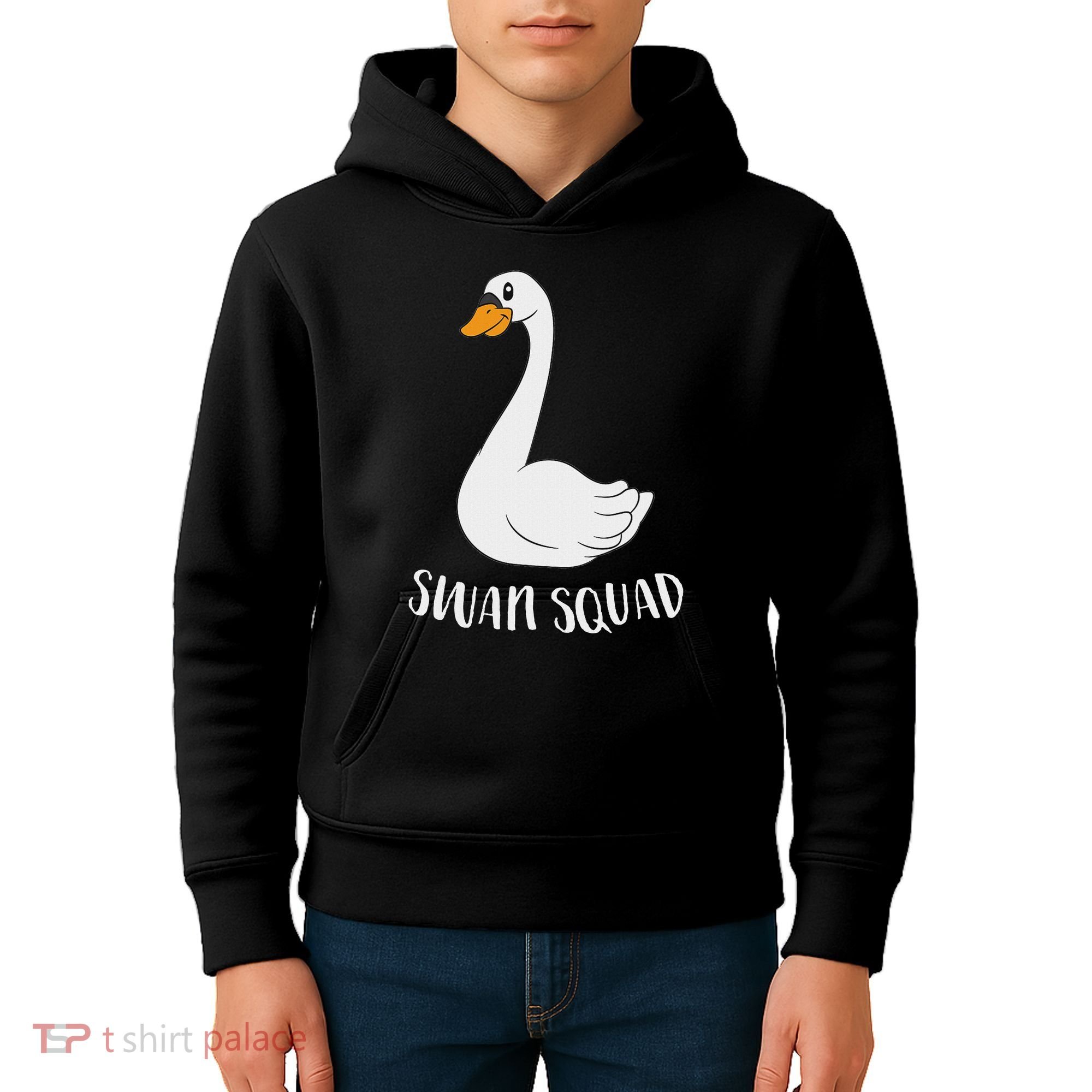 Cute Swan Squad Funny Team Swans Kids Hoodie
