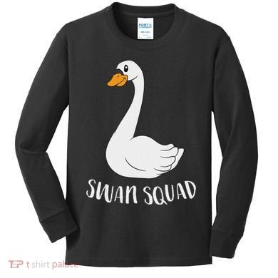 Cute Swan Squad Funny Team Swans Kids Long Sleeve Shirt